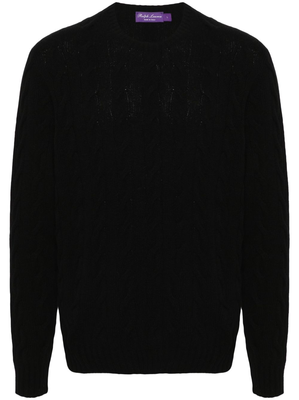 Ralph Lauren Purple Label 粗绞花针织羊绒毛衣 - 黑色