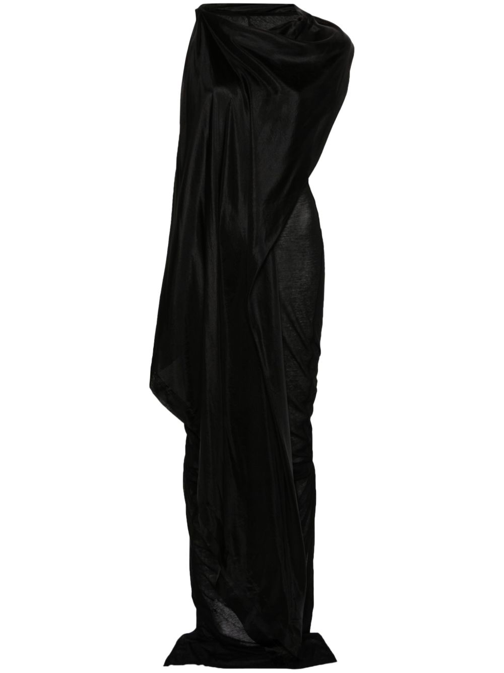 Rick Owens 围巾细节棉中长连衣裙 - 黑色