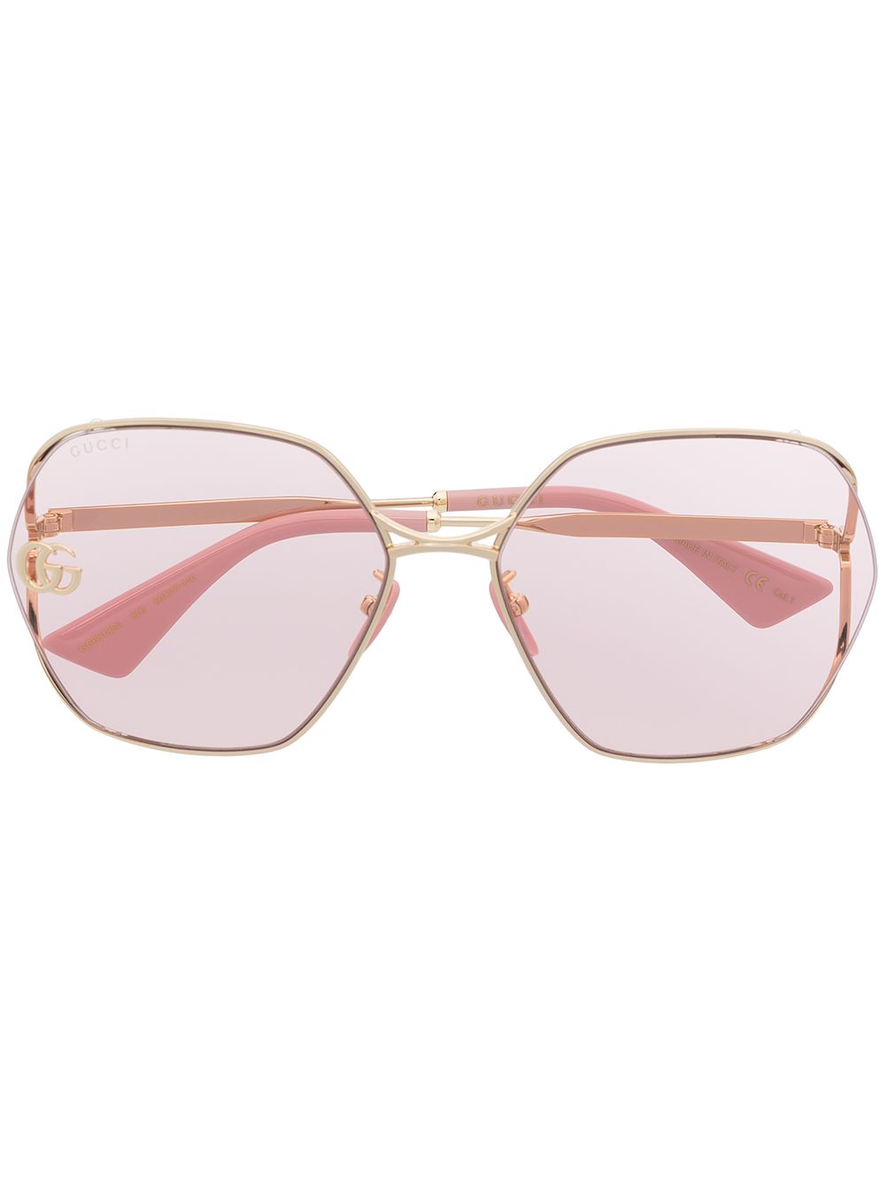 Gucci Eyewear Fork 方框太阳眼镜 - 粉色