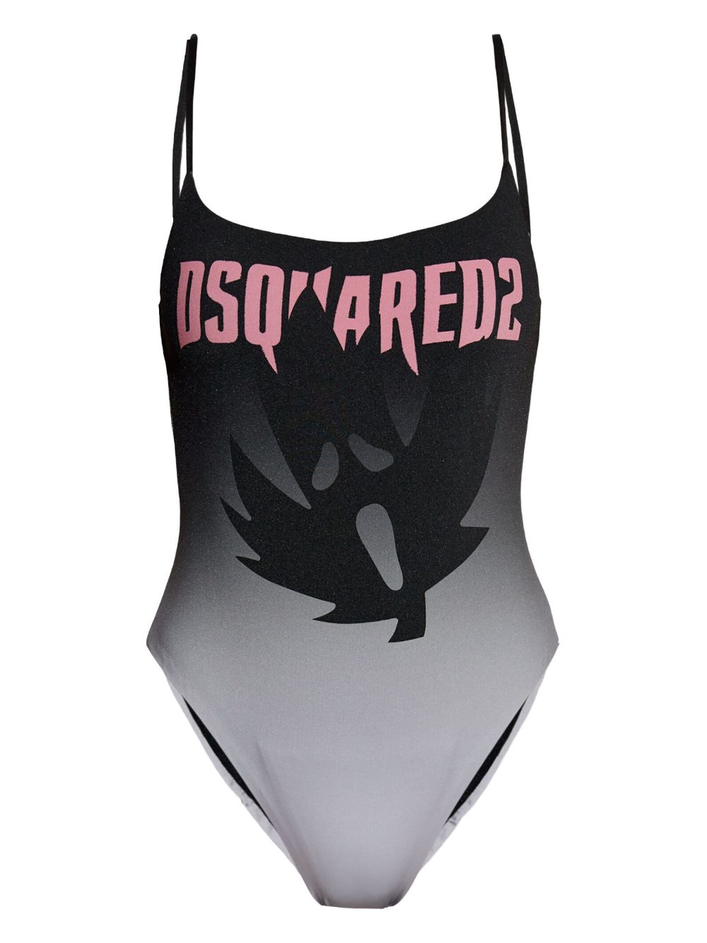 DSQUARED2 logo印花连体泳衣 - 黑色