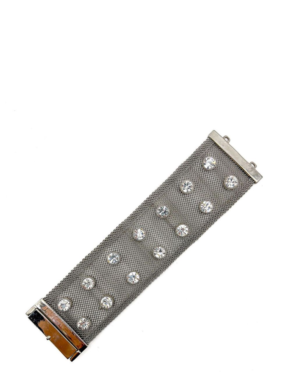 Jennifer Gibson Jewellery Vintage Solitaire Crystal Mesh Strap Bracelet 1990s - 灰色