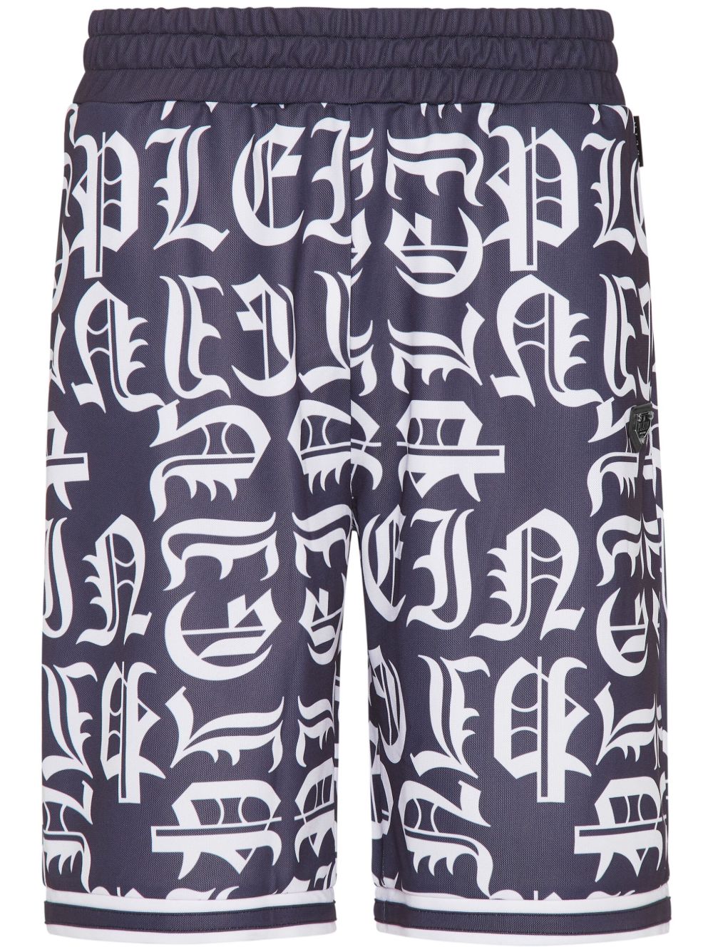 Philipp Plein 大面积logo印花短裤 - 蓝色