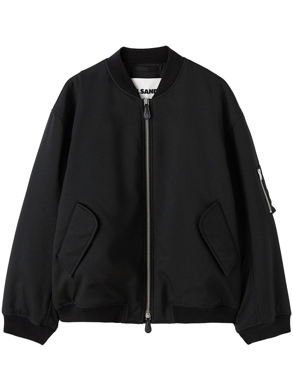 Jil Sander 填充华达呢飞行员夹克 - 黑色