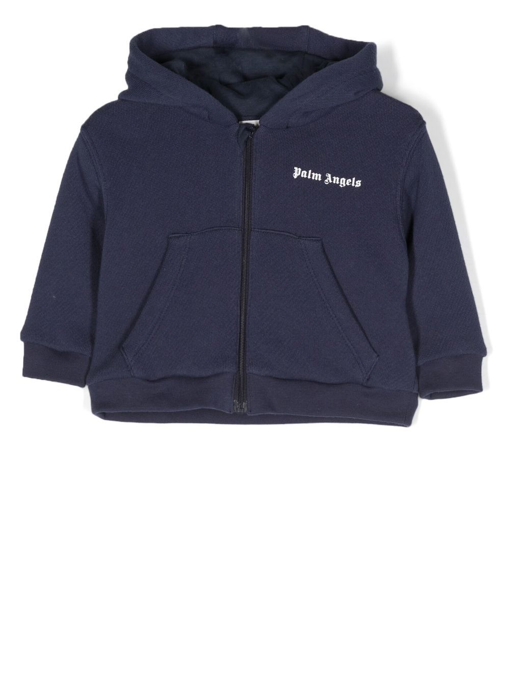 Palm Angels Kids logo印花棉连帽衫 - 蓝色