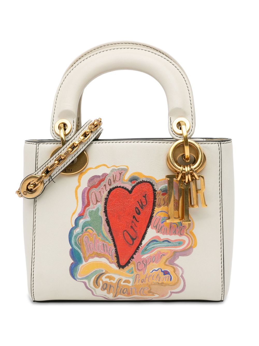 Christian Dior Pre-Owned x Niki De Saint Phalle Dioramour Lady Dior 迷你斜挎包（2018年典藏款） - 白色