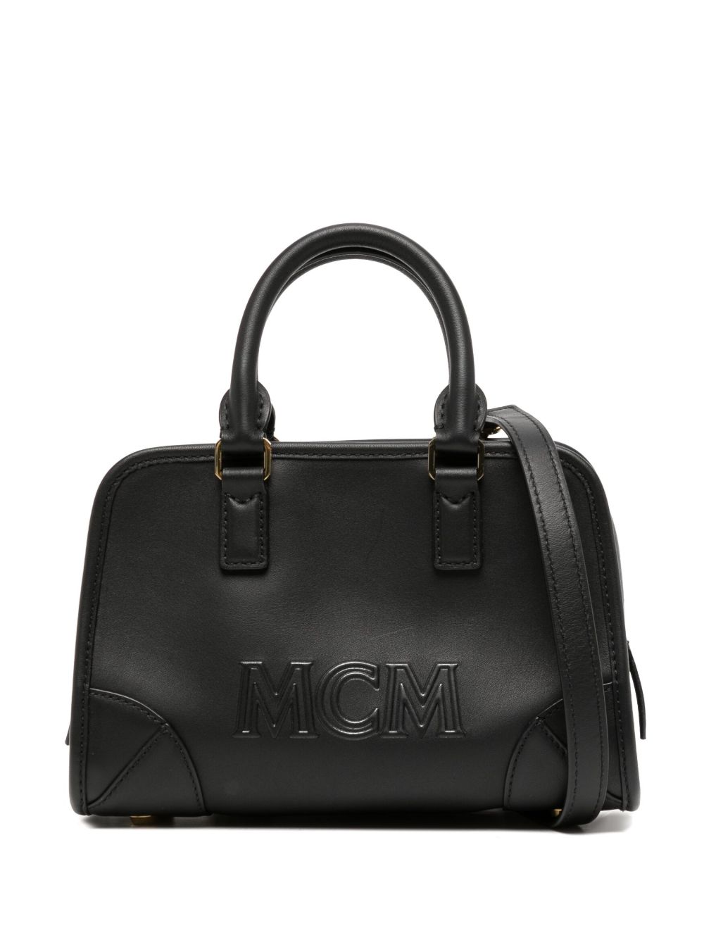 MCM Aren logo压纹迷你斜挎包 - 黑色