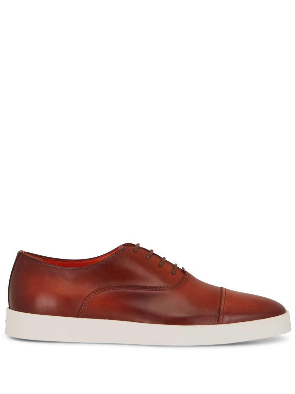 Santoni 系带皮质乐福鞋 - 褐色