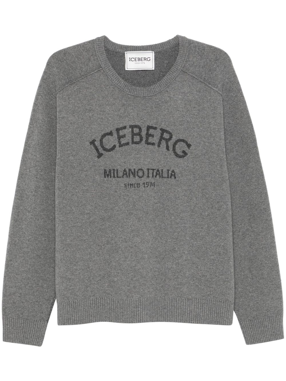 Iceberg logo嵌花圆领毛衣 - 灰色