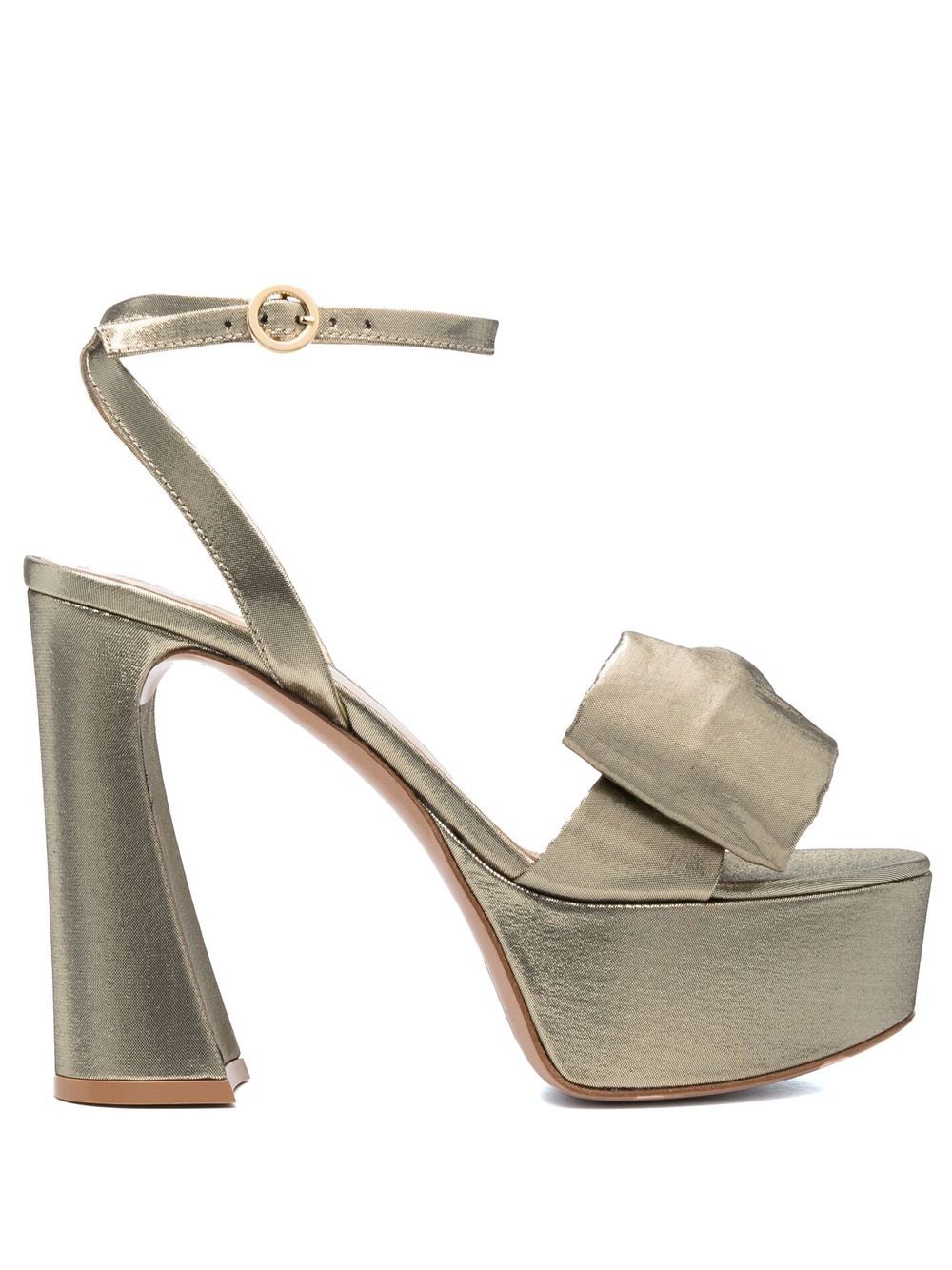 Gianvito Rossi 蝴蝶结细节高跟凉鞋 - 金色