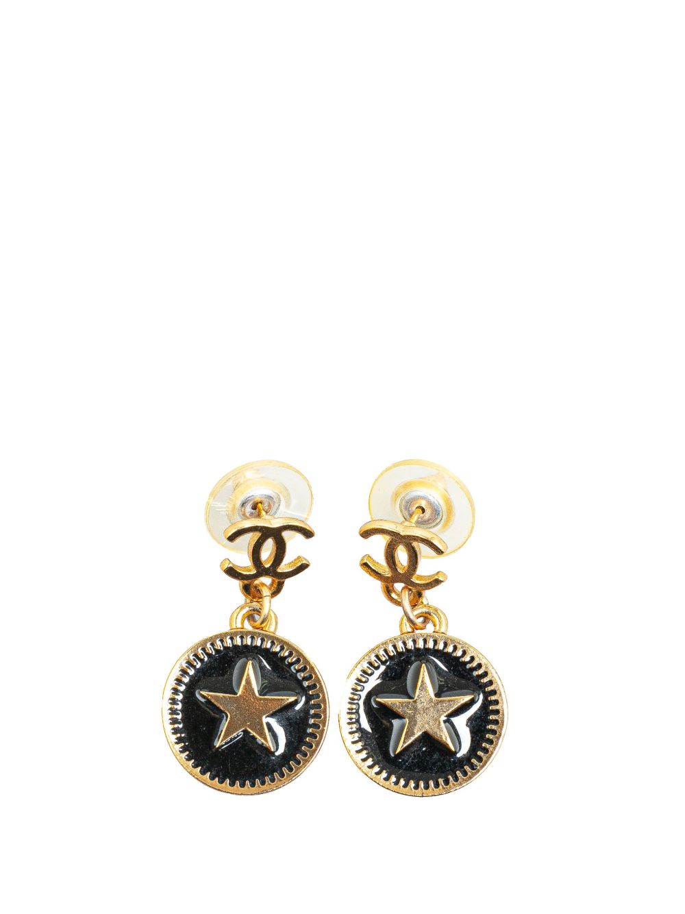 CHANEL Pre-Owned 镀金 Mini Nico Swing American Star Push Back 装饰耳环（2001年典藏款） - 金色