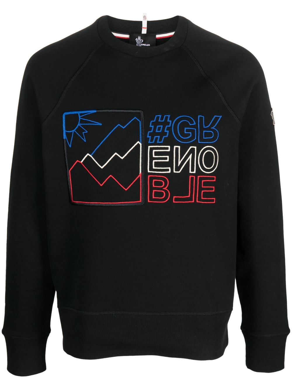 Moncler Grenoble logo刺绣棉卫衣 - 黑色