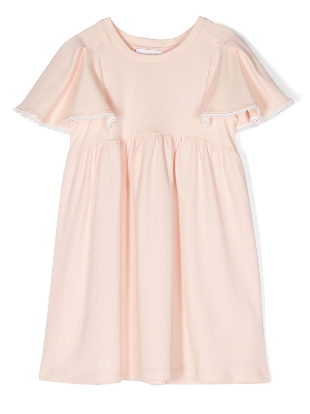 Chloé Kids 蝴蝶袖棉连衣裙 - 粉色