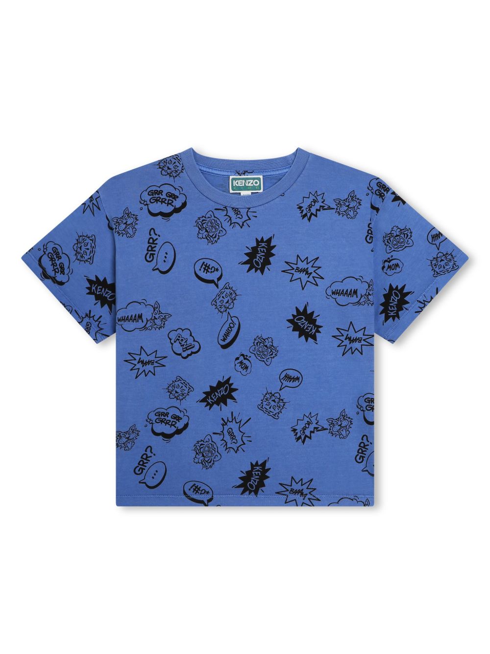 Kenzo Kids 图案印花棉T恤 - 蓝色