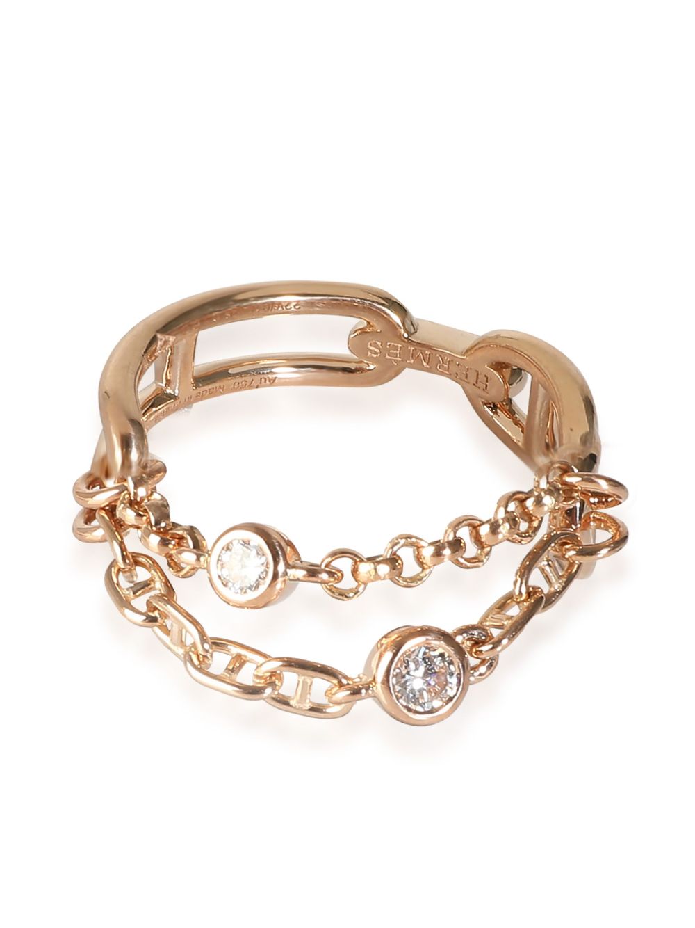 Hermès Pre-Owned 18K玫瑰金 Chaine d'Ancre 戒指（典藏款） - 粉色