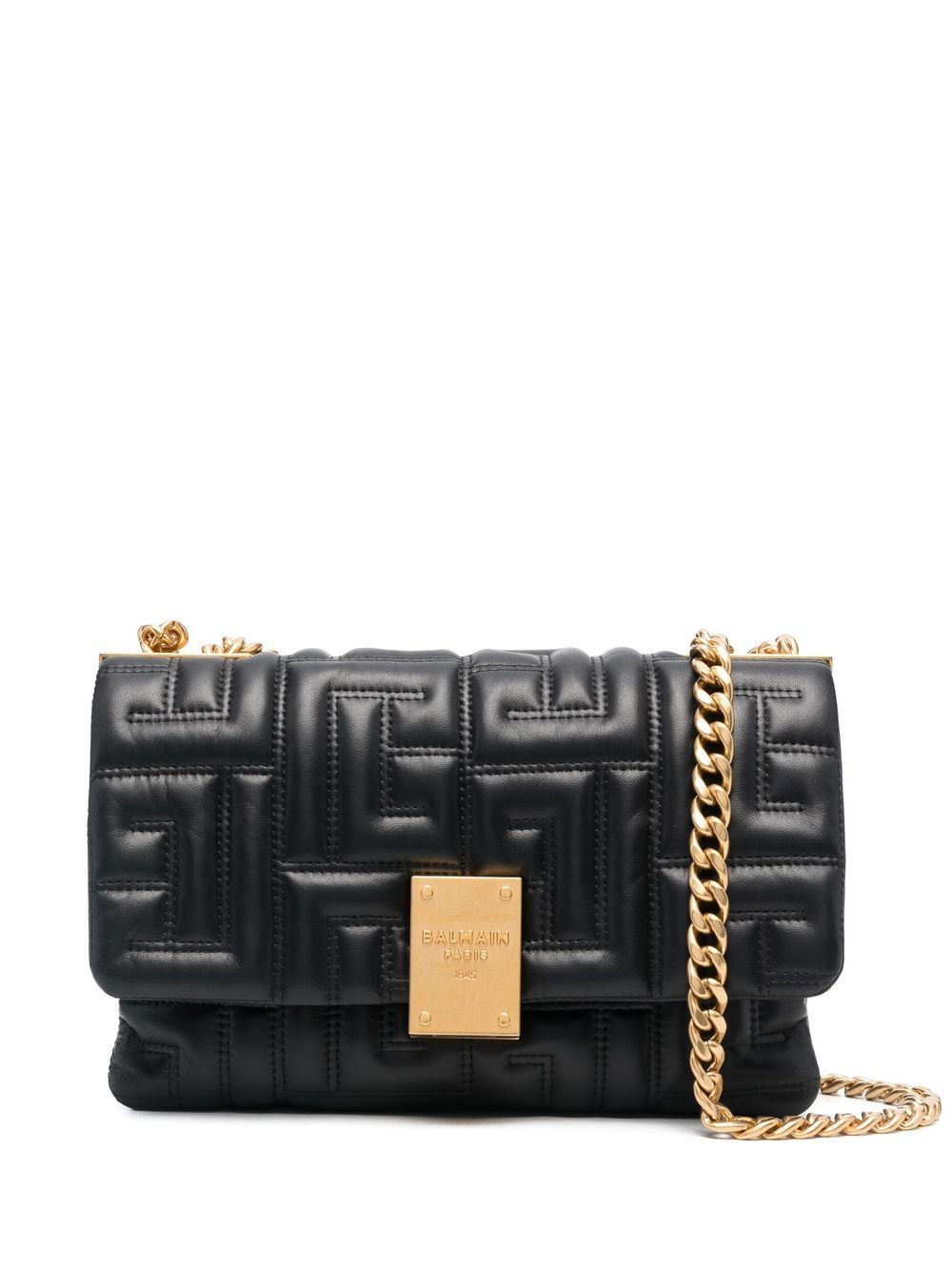 Balmain 巴尔曼 1945 系列绗缝小号单肩包 - 黑色