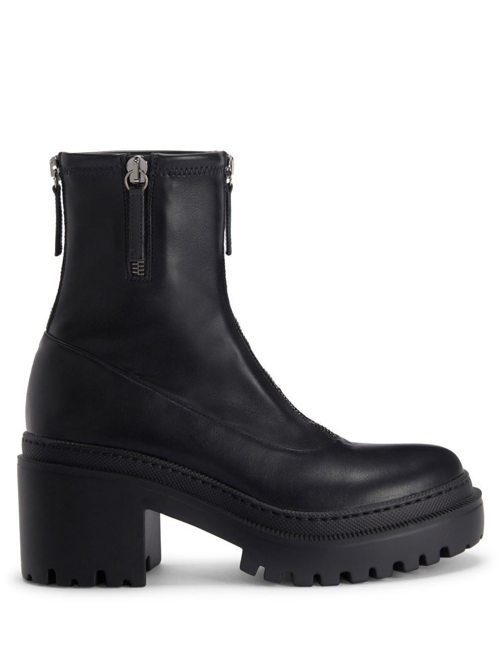 Giuseppe Zanotti Lionora 拉链皮质及踝靴 - 黑色