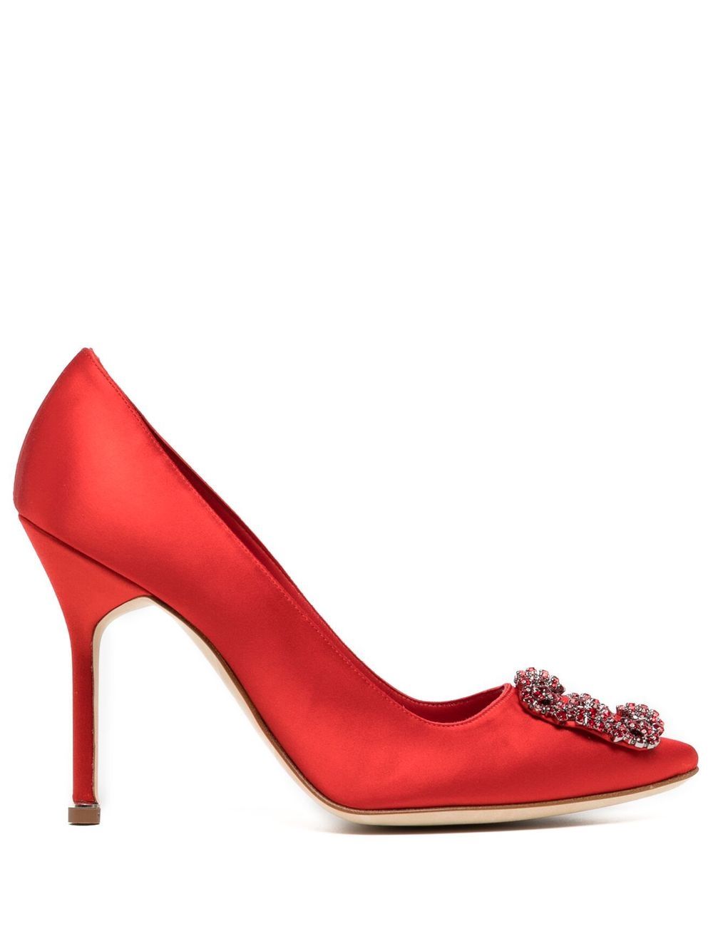Manolo Blahnik Hangisi 宝石扣环高跟鞋 - 红色