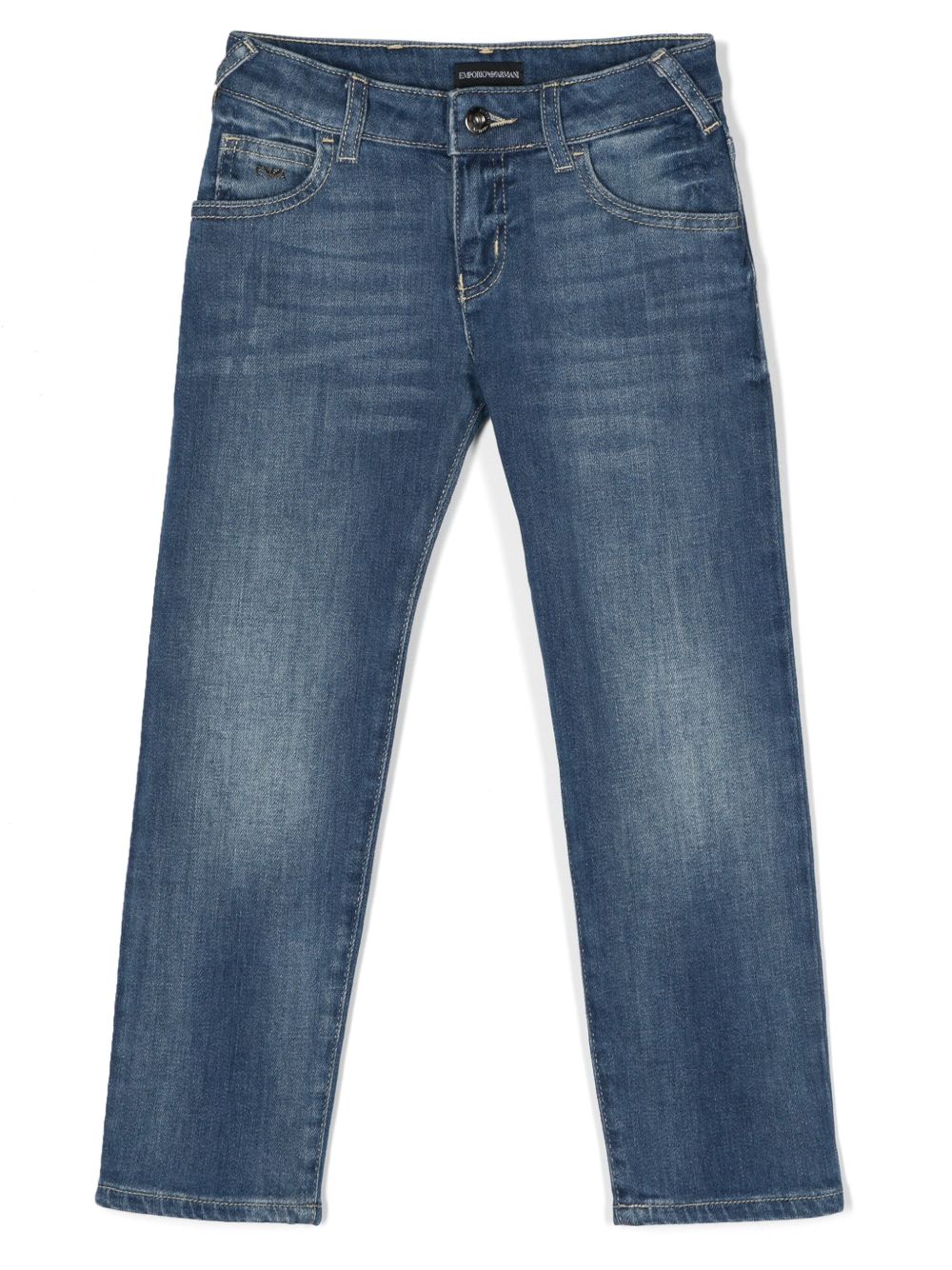 Emporio Armani Kids J45 直筒牛仔裤 - 蓝色
