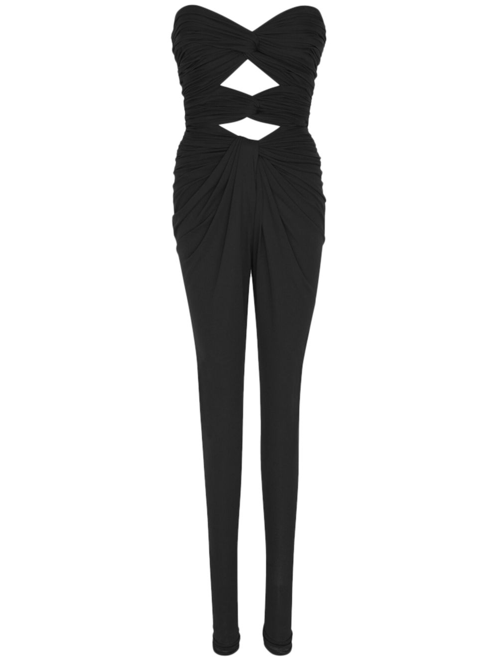 Saint Laurent 露肩紧身连体长裤 - 黑色