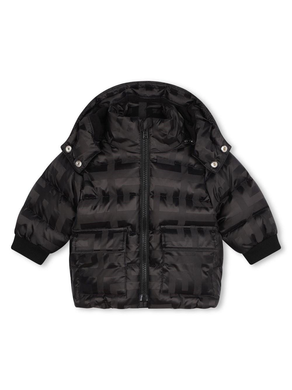 Givenchy Kids logo印花蓬松夹克 - 黑色