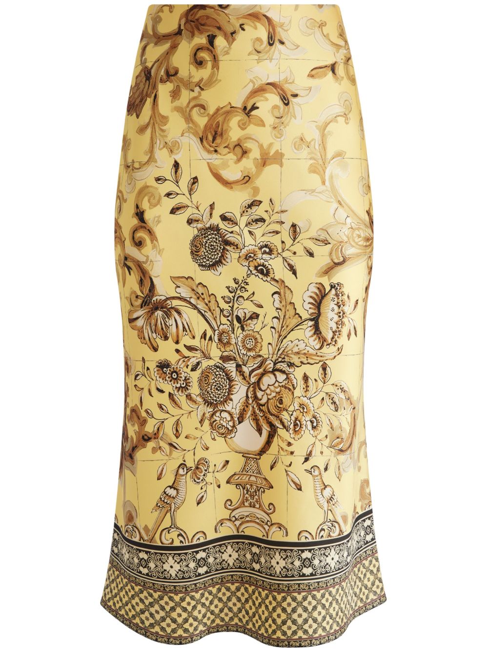 alice + olivia Maeve 图案印花中长半身裙 - 黄色