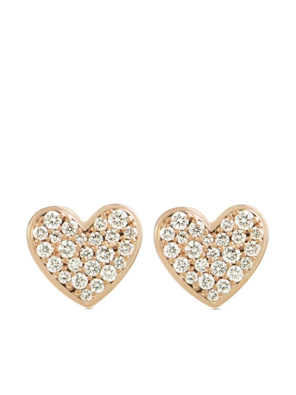 ALINKA 18K玫瑰金 Caviar Heart 钻石耳环 - 金色
