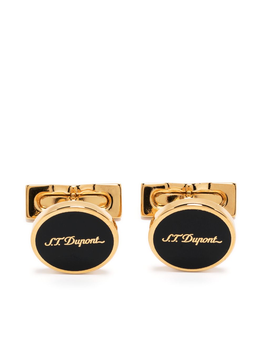 S.T. Dupont logo雕刻袖扣 - 金色