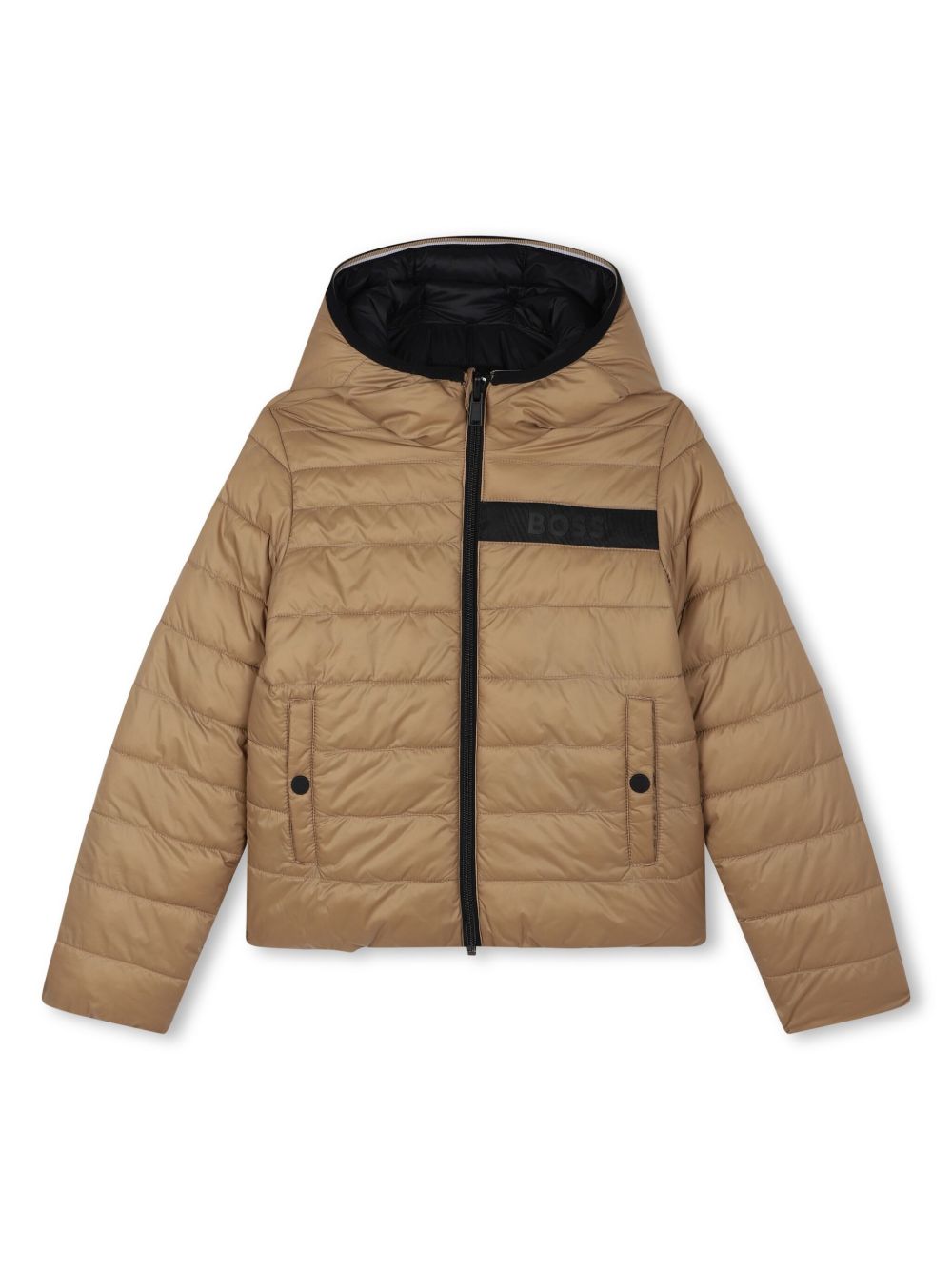 BOSS Kidswear logo贴花双面填充夹克 - 中性色