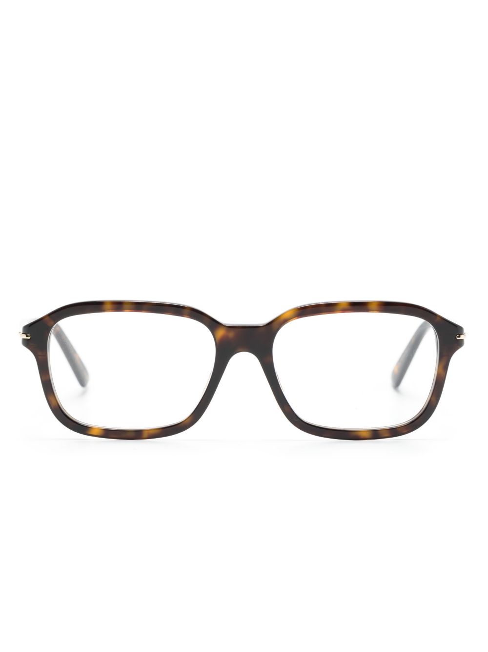 Gucci Eyewear 玳瑁纹效果长方形框眼镜 - 褐色