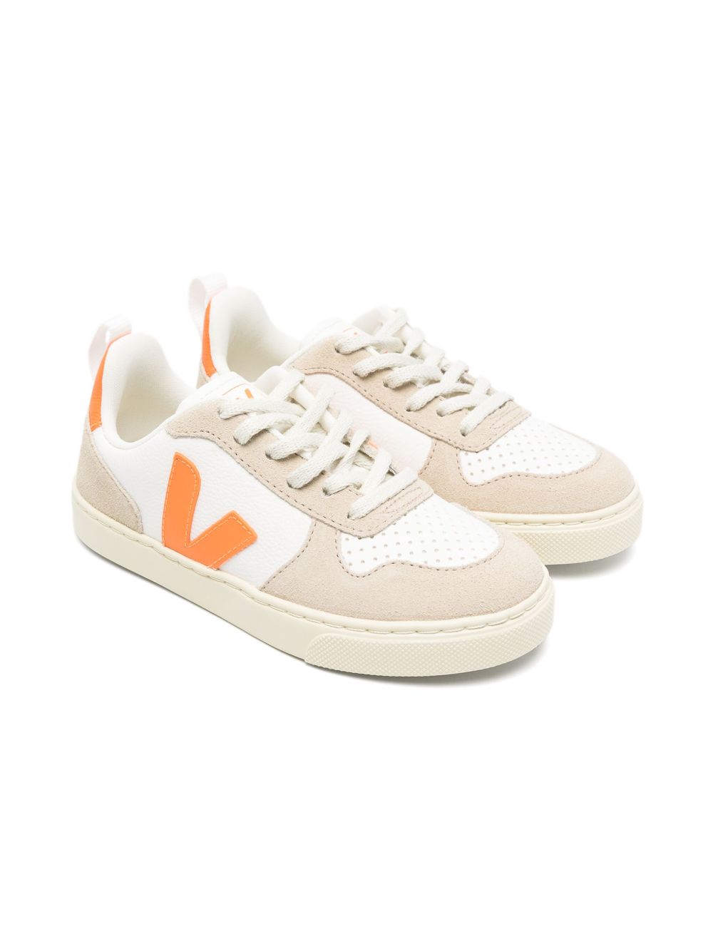 VEJA Kids V10 系带运动鞋 - 白色