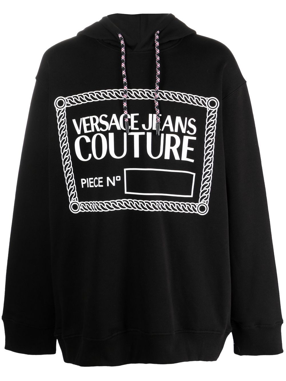 Versace Jeans Couture 范思哲 logo印花套头式连帽衫 - 黑色