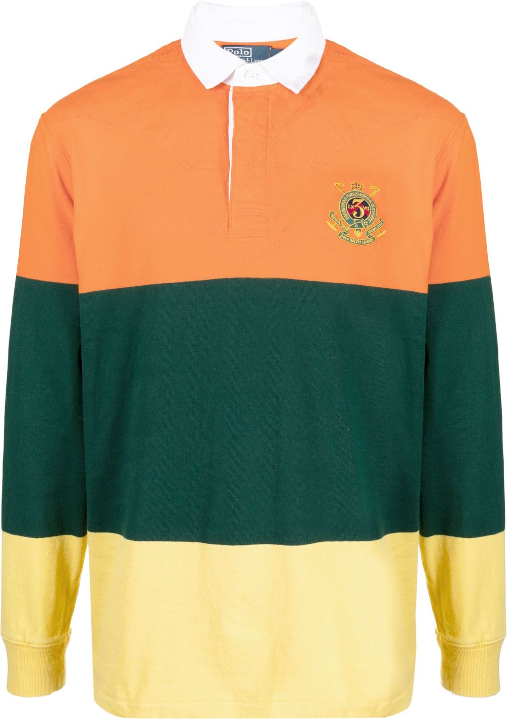 Polo Ralph Lauren logo刺绣拼色polo衫 - 橘色
