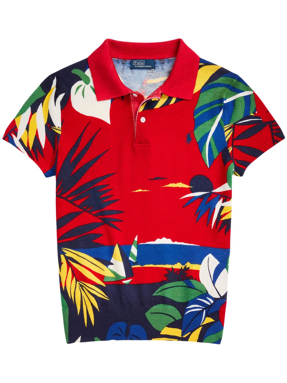 Polo Ralph Lauren x Hoffman Fabrics 嵌花针织polo衫 - 红色