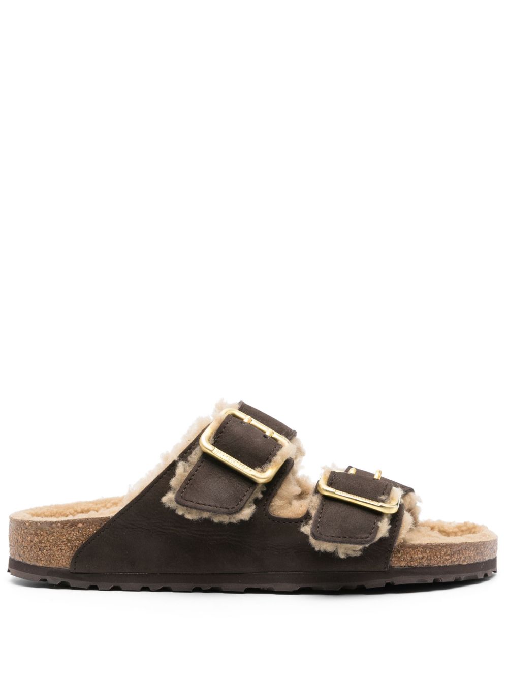 Birkenstock Arizona 皮毛一体衬里凉鞋 - 褐色