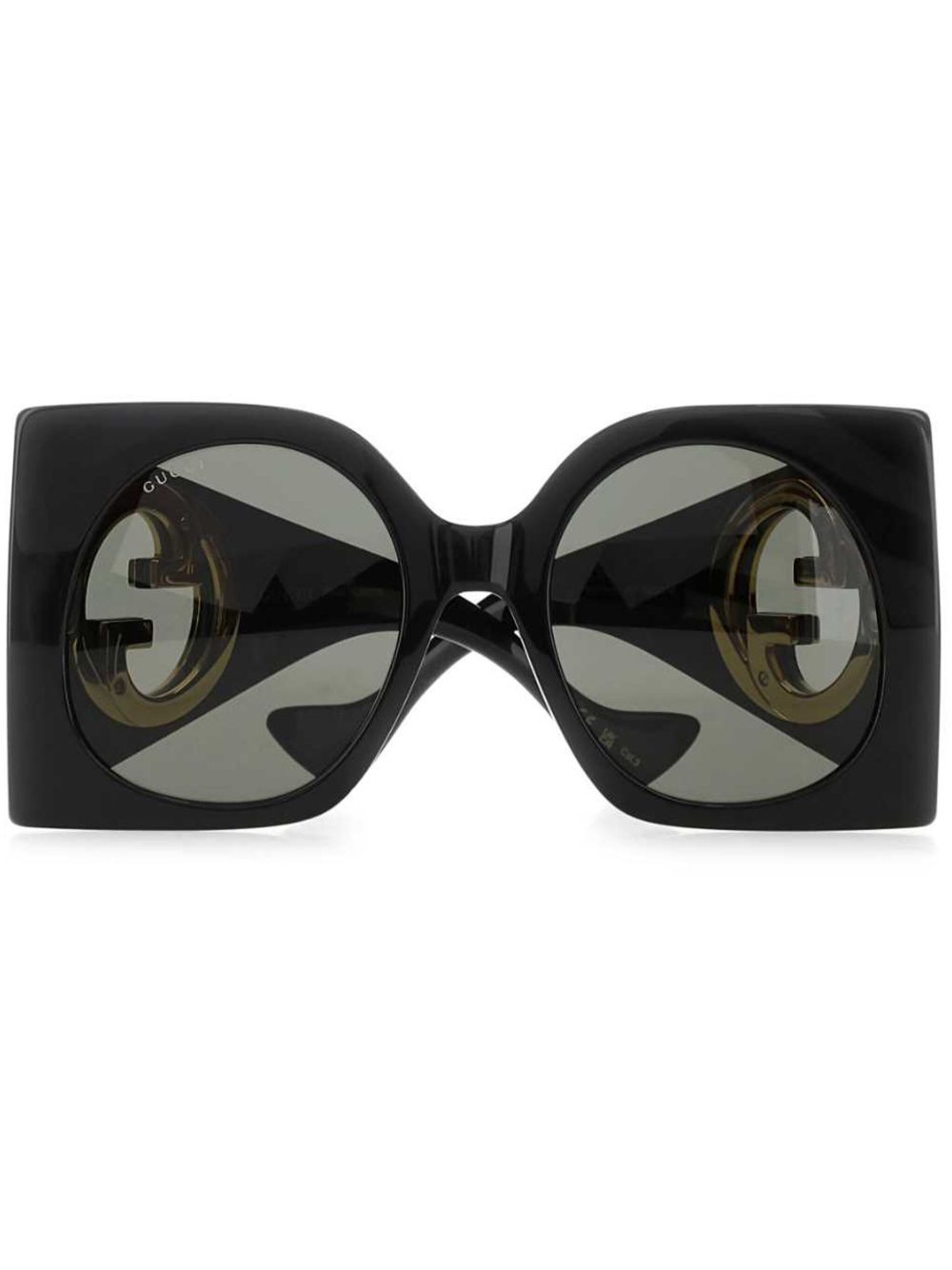 Gucci Eyewear logo标牌方框太阳眼镜 - 黑色