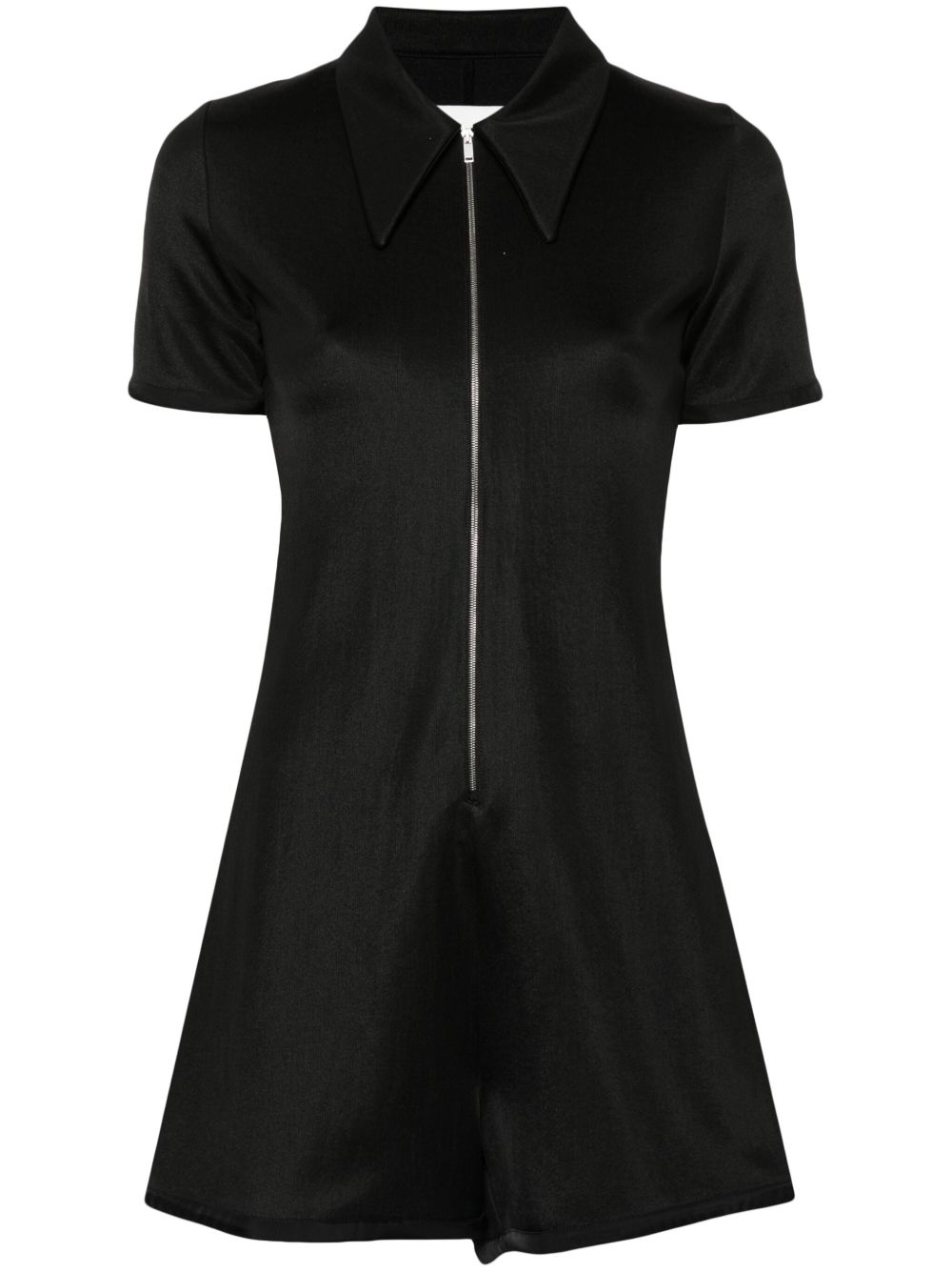 Jil Sander 超大尖领平纹针织连体长裤 - 黑色