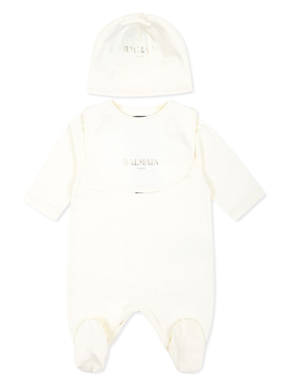 Balmain Kids logo印花连体衣套装 - 中性色