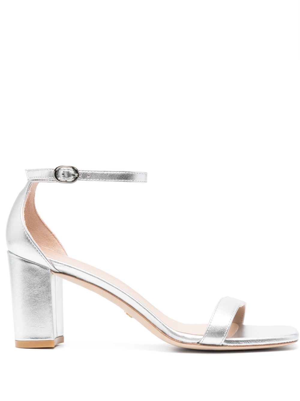 Stuart Weitzman 金属感裹踝带凉鞋 - 银色