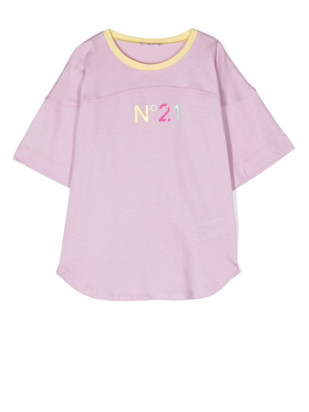 Nº21 Kids logo印花短袖T恤 - 粉色