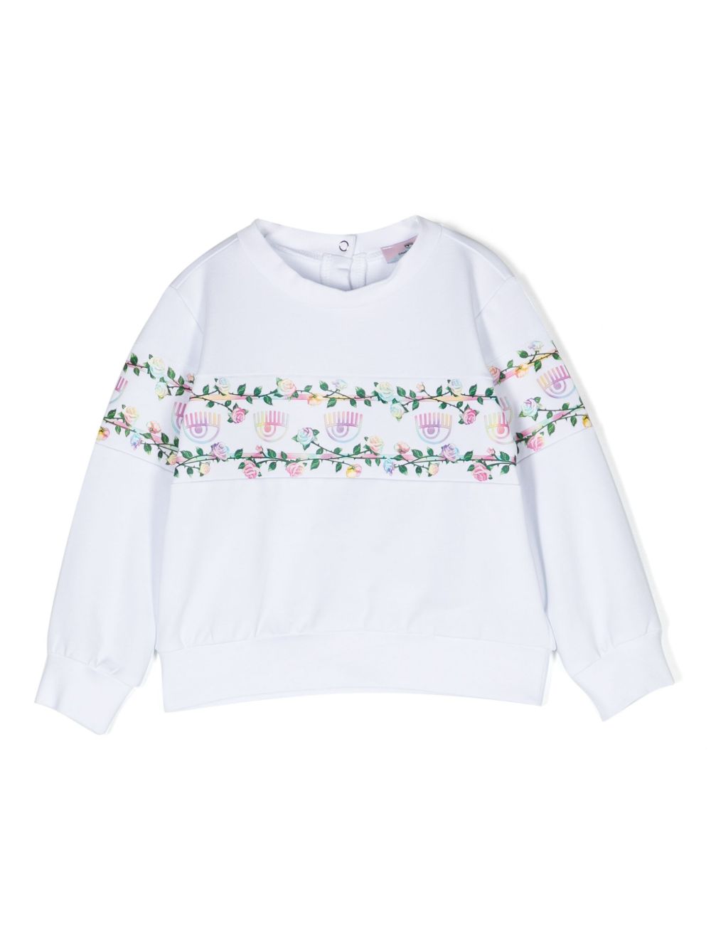 Chiara Ferragni Kids Eyelike 图案条纹卫衣 - 白色