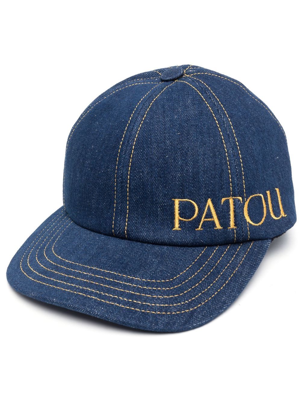 Patou logo刺绣牛仔棒球帽 - 蓝色