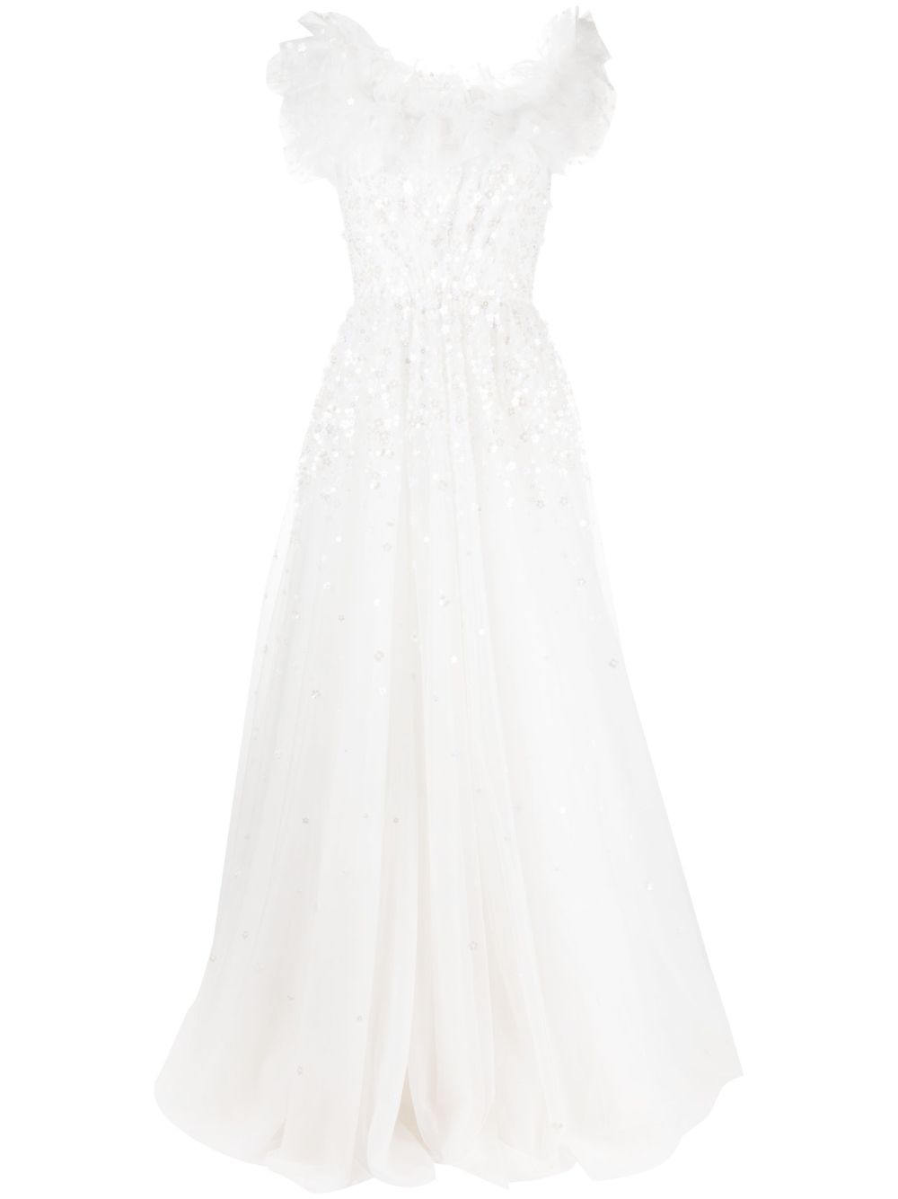 Jenny Packham Angel Eyes 伞形超长连衣裙 - 白色