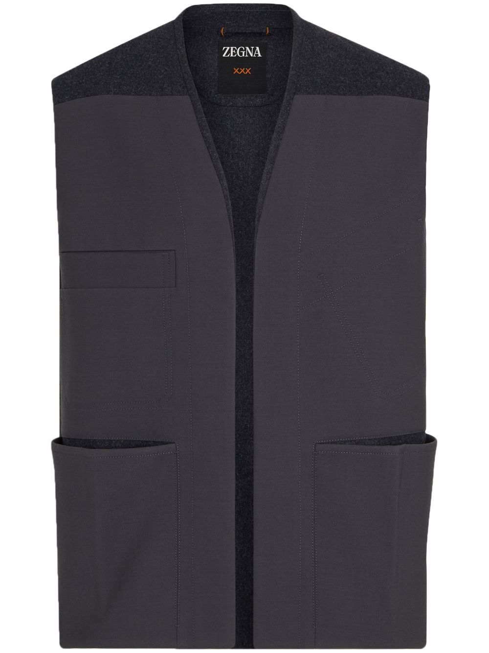 Zegna 拼接西式马甲 - 灰色