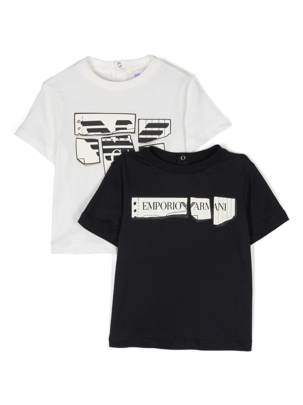 Emporio Armani Kids logo印花T恤套装 - 白色