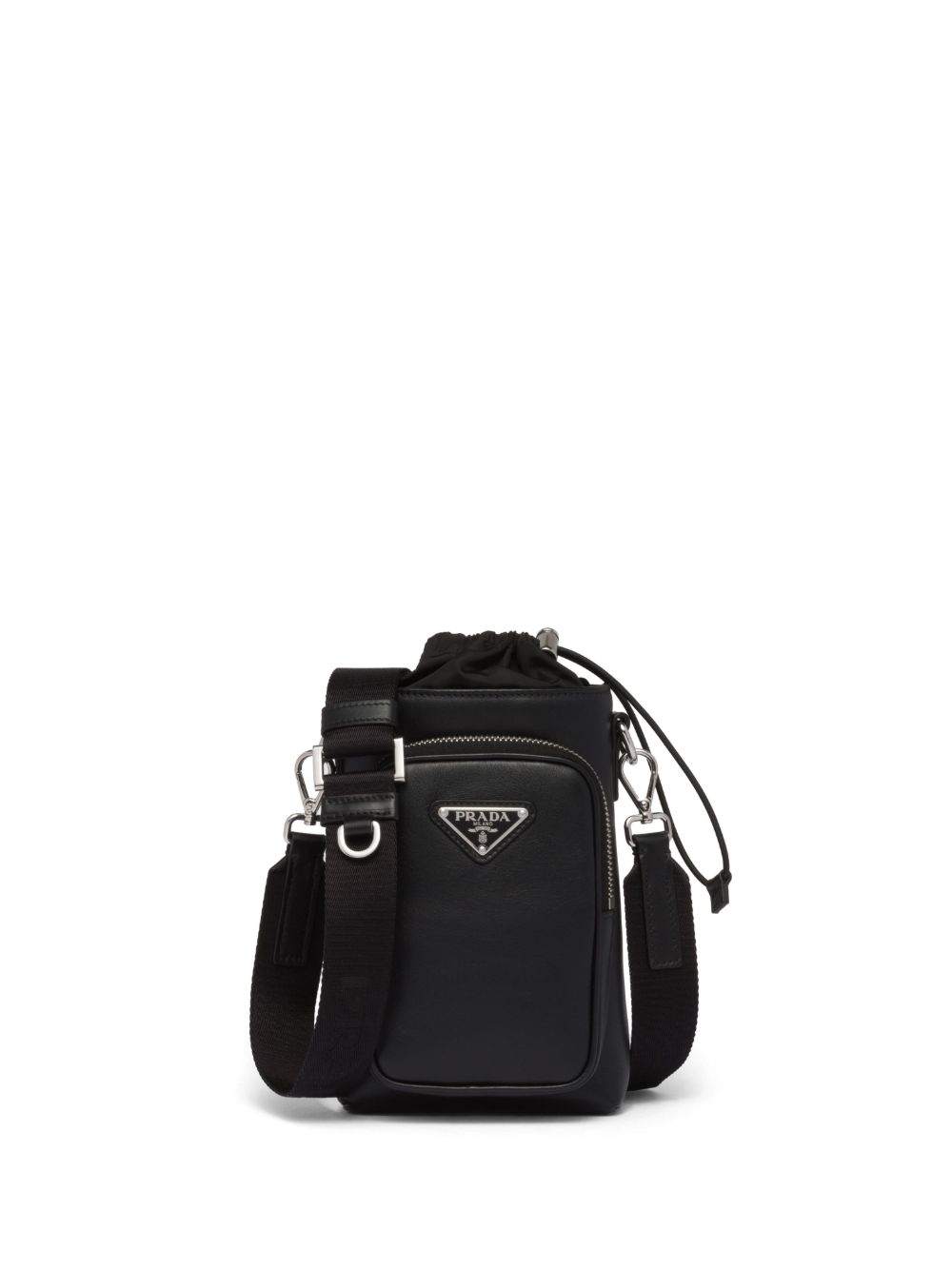 Prada 珐琅logo皮质智能手机壳 - 黑色