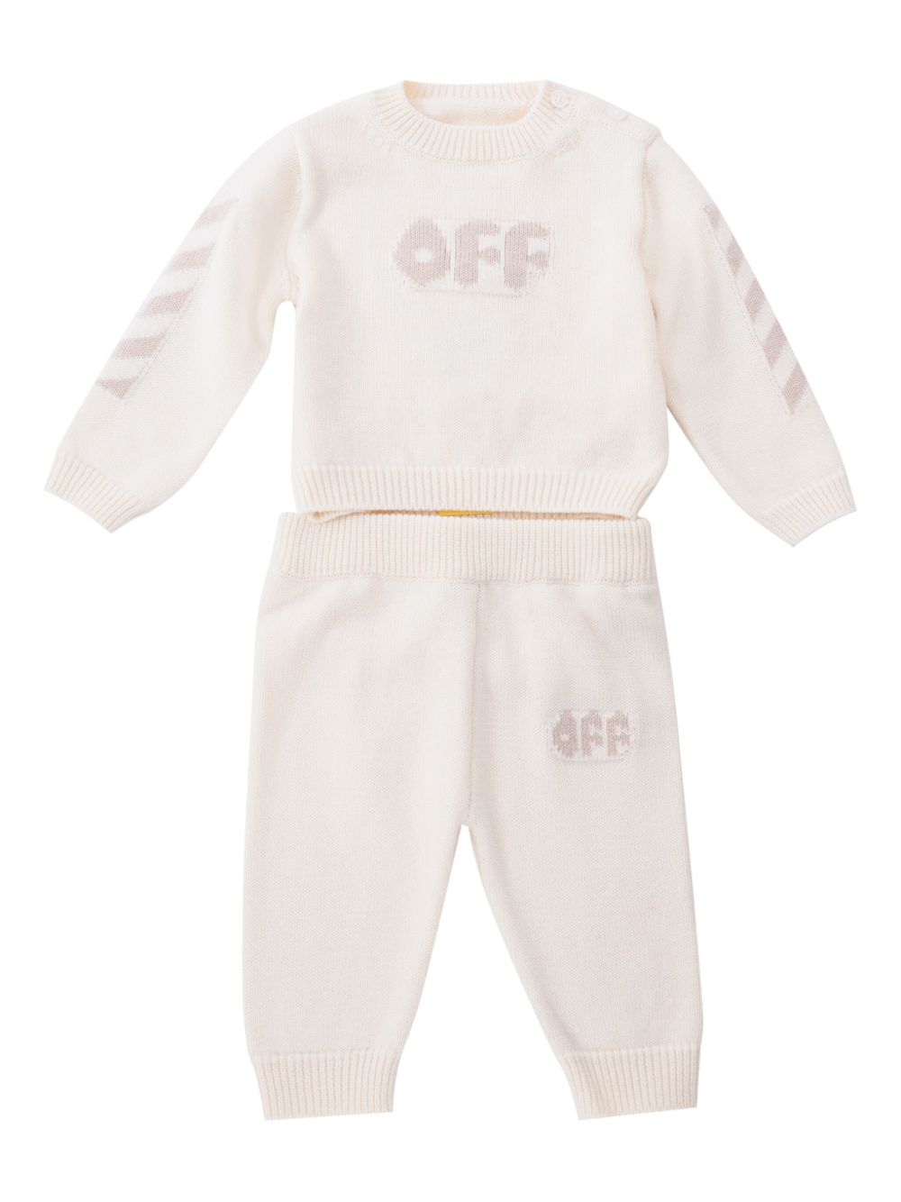 Off-White Kids logo针织圆领长裤套装 - 中性色