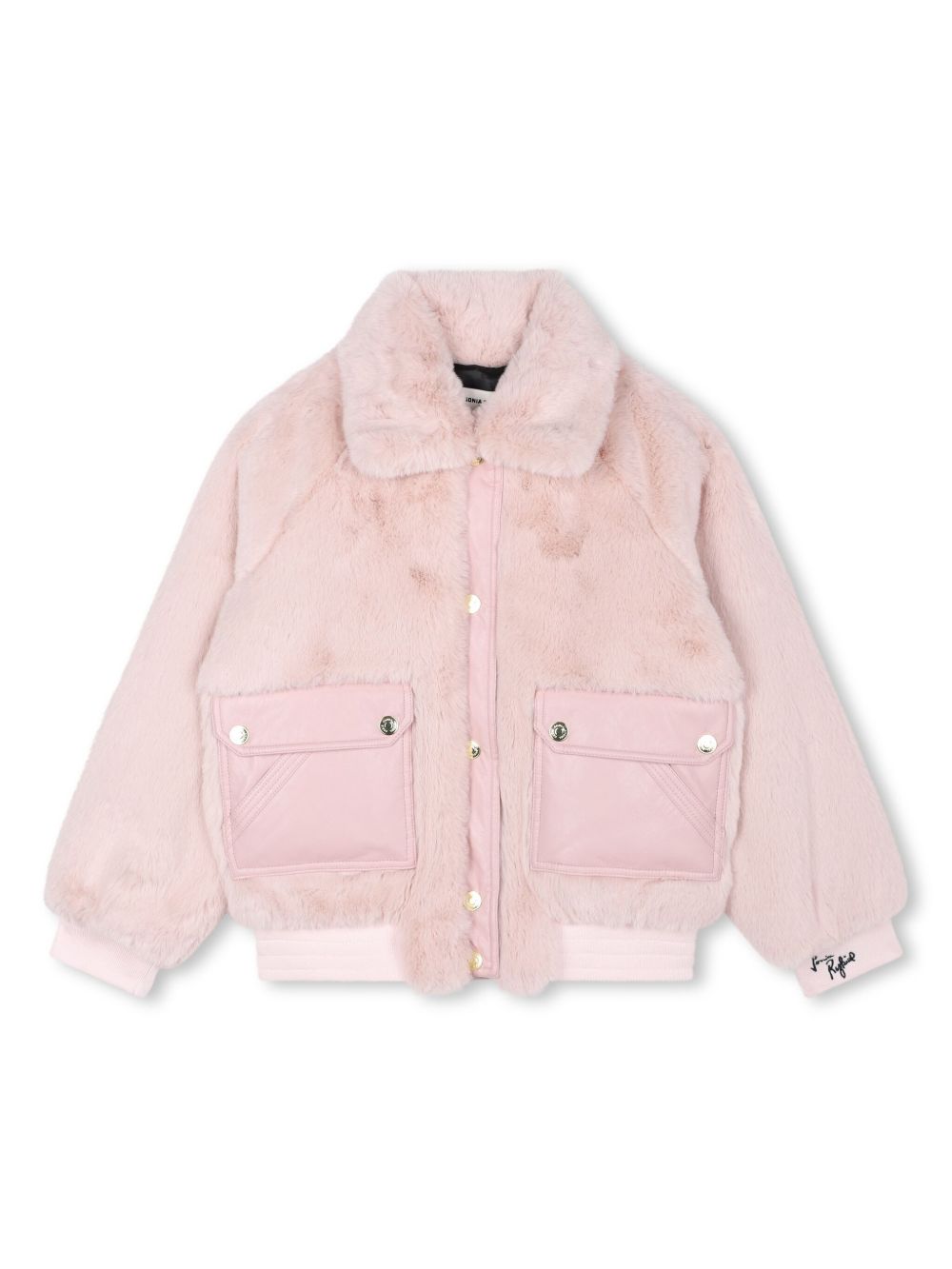 SONIA RYKIEL ENFANT 人造皮草飞行员夹克 - 粉色