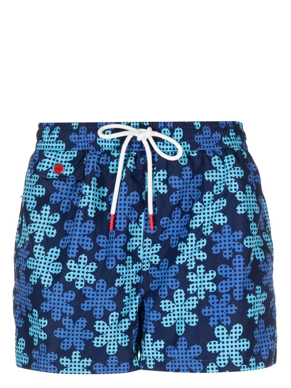 Kiton logo印花泳裤 - 蓝色