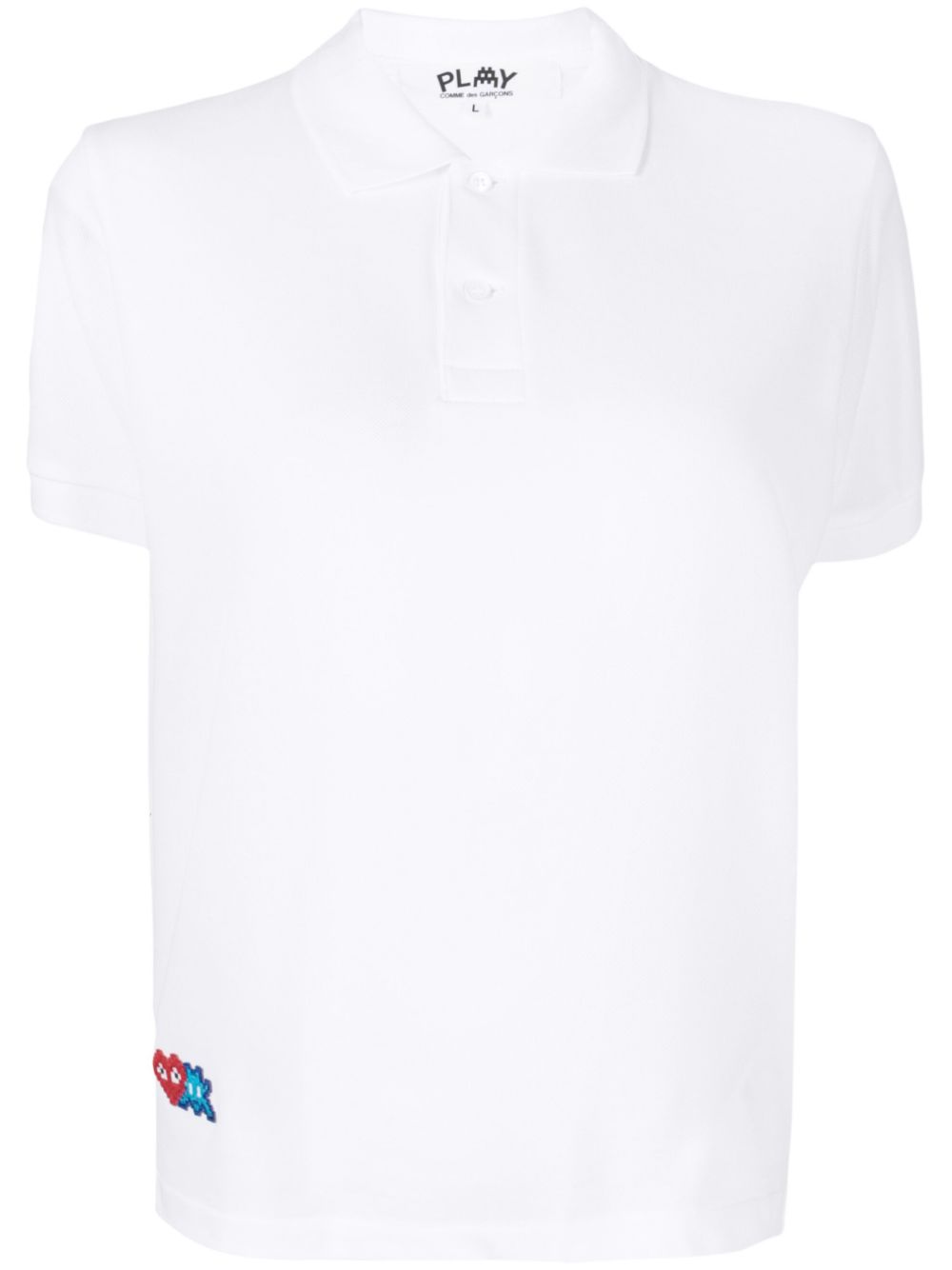 Comme Des Garçons Play x Invader 马赛克效果心形polo衫 - 白色