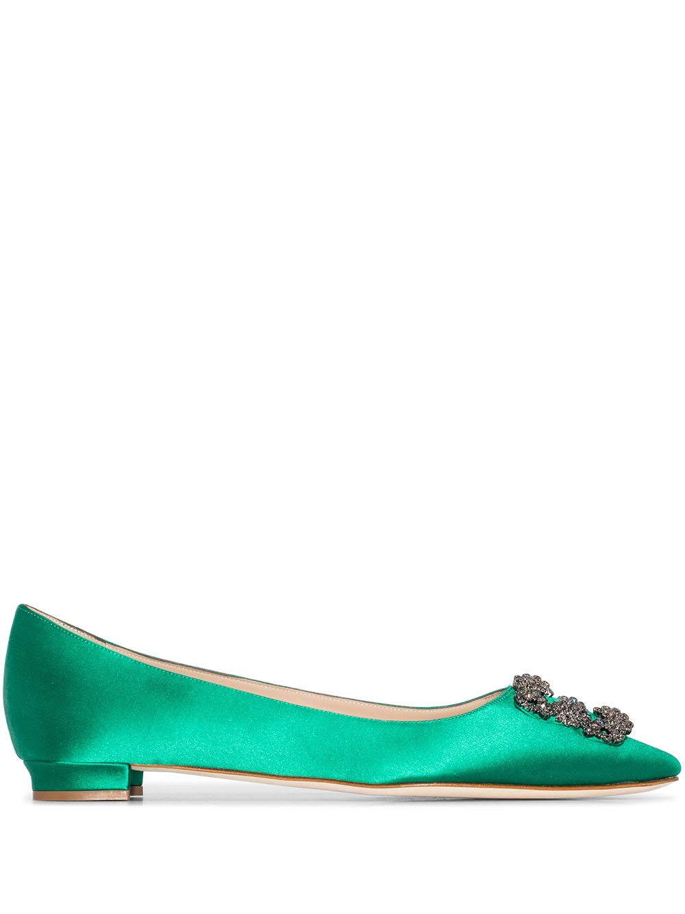 Manolo Blahnik Hangisi 贴花平底鞋 - 绿色